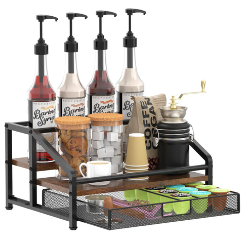 Alyoen coffee syrup organizer 3-tier display for easy syrup access on the counter