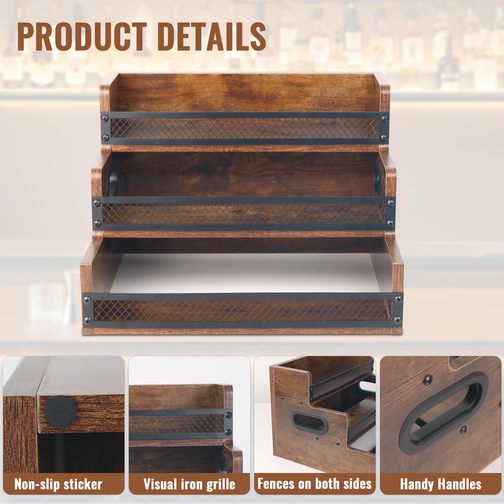Alyoen wooden countertop organizer adds rustic charm and steady stability to your kitchen.