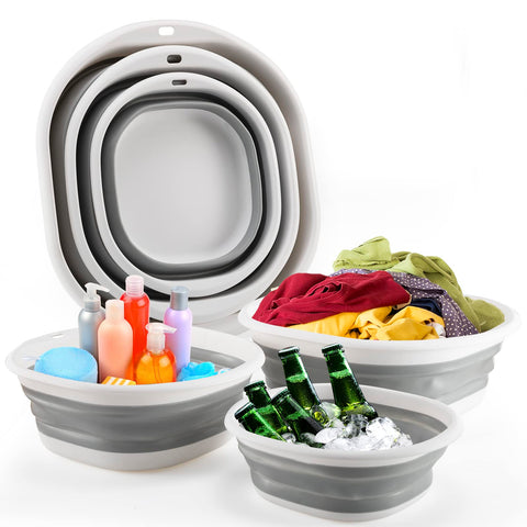 ALYSTER collapsible tub large grey ready for dishwashing and laundry tasks