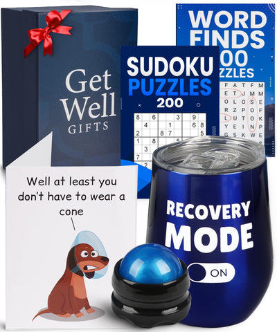 Amabeen Gifts Get Well Soon Basket 12oz tumbler hydration during recovery.