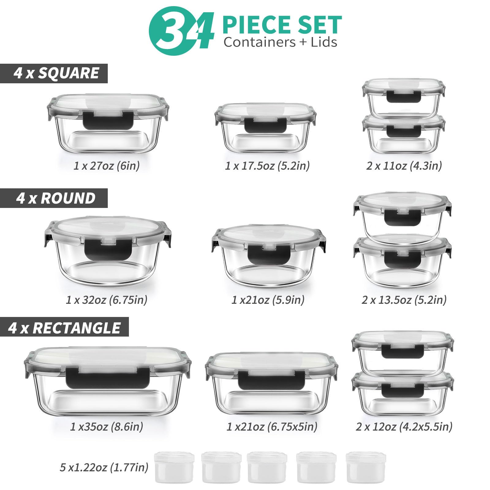 AMALEKO borosilicate glass containers safe for oven and microwave use