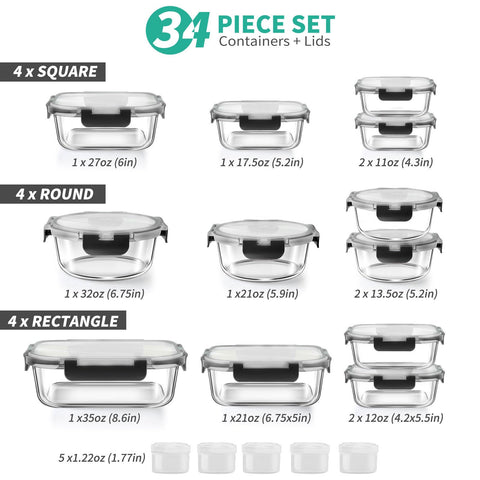 AMALEKO borosilicate glass containers safe for oven and microwave use