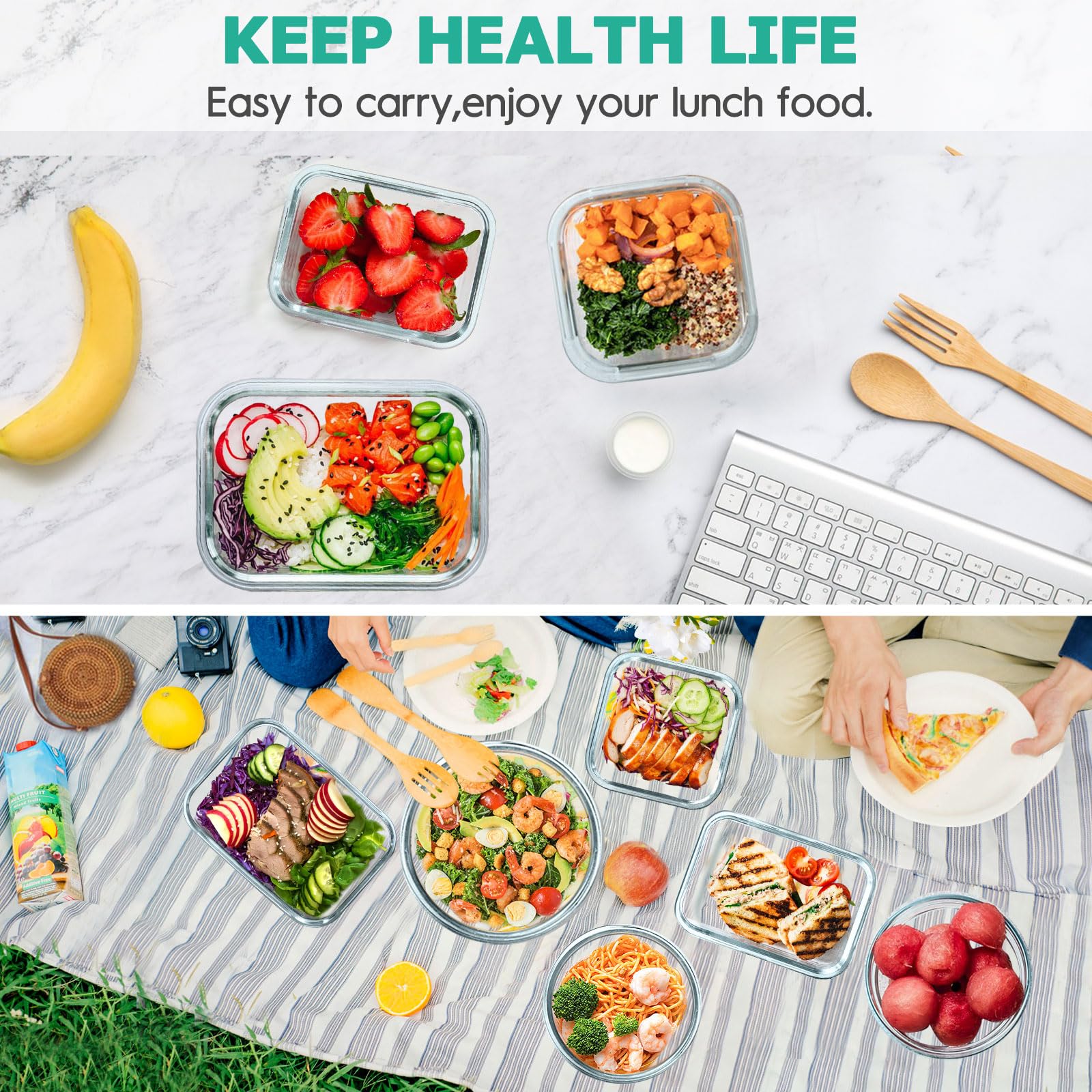 AMALEKO lunch prep organization in fridge and drawer for easy access