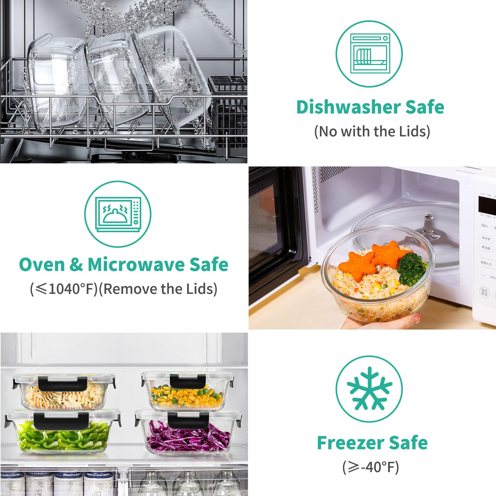AMALEKO multi purpose glass containers ideal for meal prep and leftovers