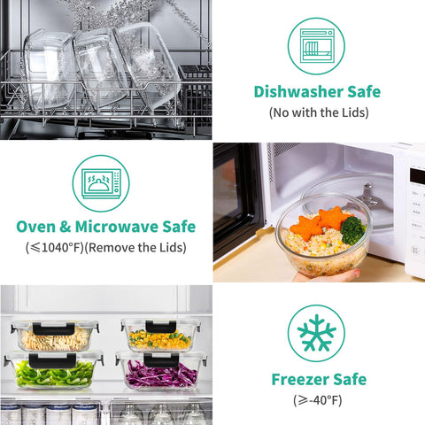 AMALEKO multi purpose glass containers ideal for meal prep and leftovers