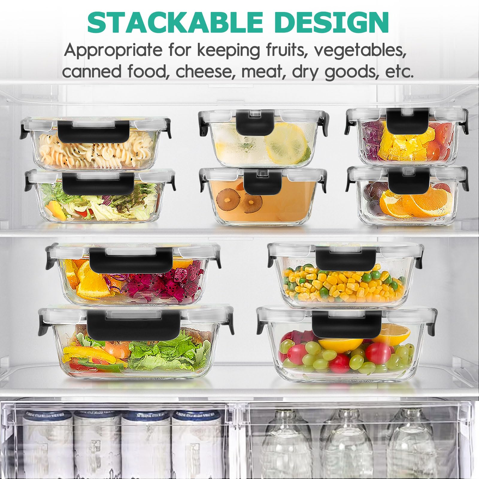 AMALEKO stackable clear glass containers save fridge and cabinet space
