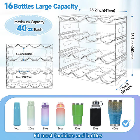 Amaoot clear PET water bottle organizer for visibility and sturdy storage.