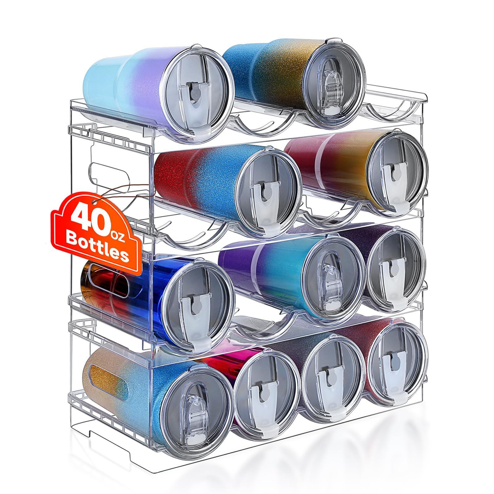 Amaoot large-compartment water bottle rack with wide slots for easy cabinet access.