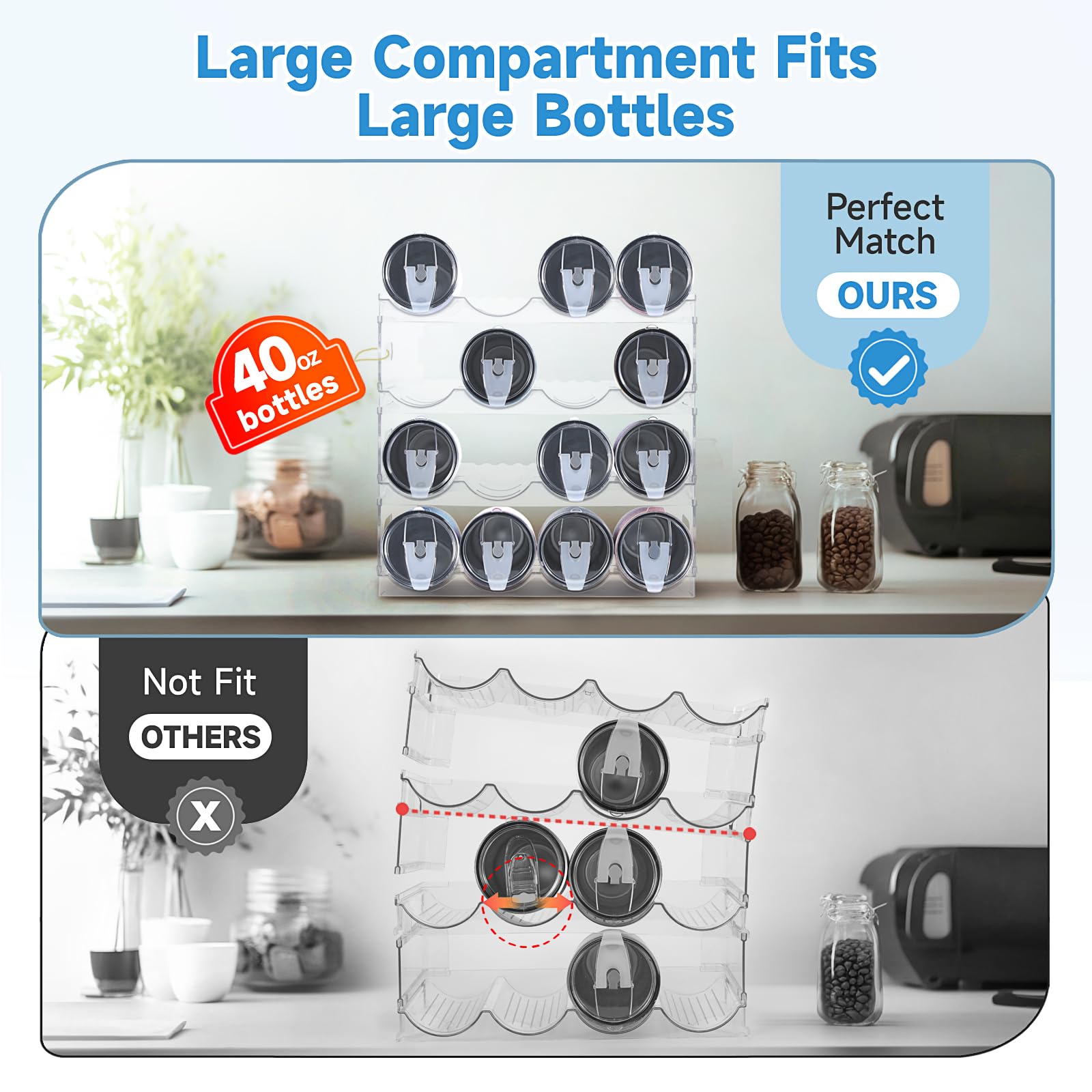 Amaoot stackable cabinet organizer for space-saving bottle storage.