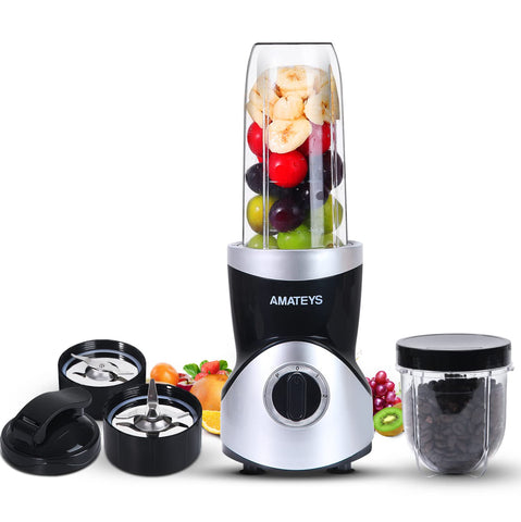 Amateys personal blender front view, compact design ideal for quick smoothies