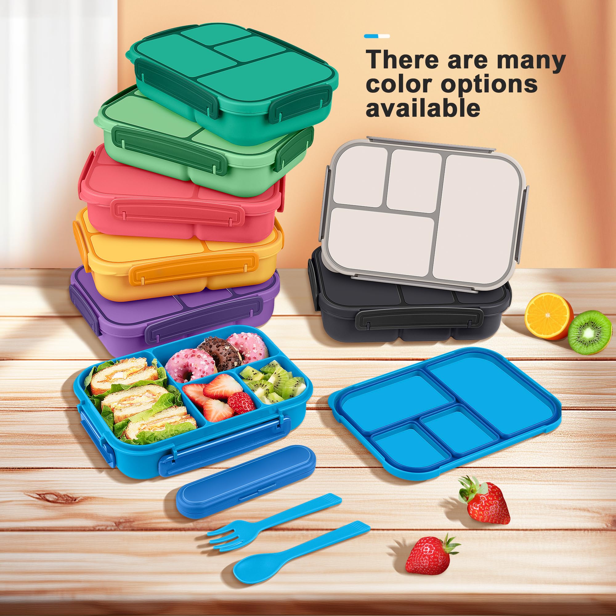 Amathley bento box blue four compartments for variety.