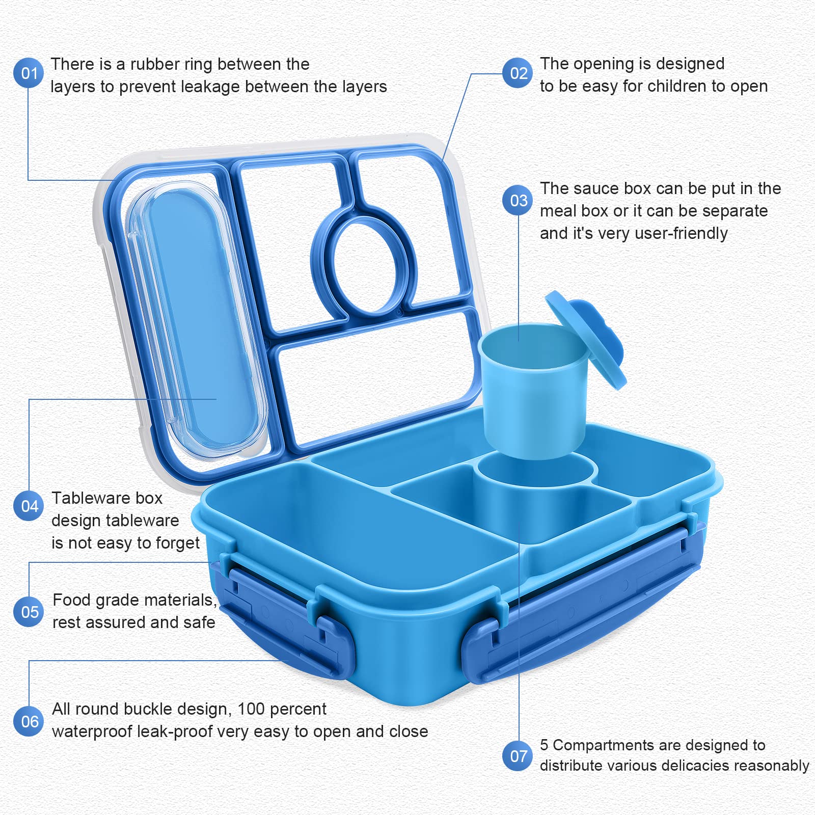 Leakproof compartments keep foods separated and mess-free during transport