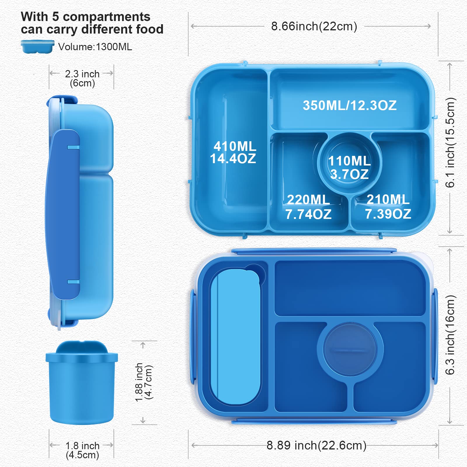 Included sauce containers for dressings and dips