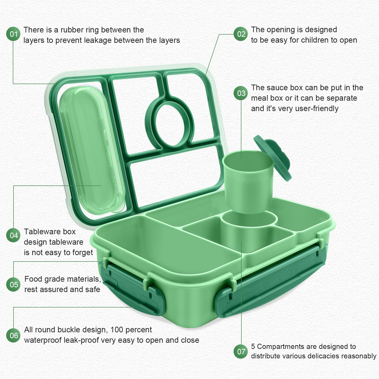 Amathley bento box with sauce containers for dips and dressings