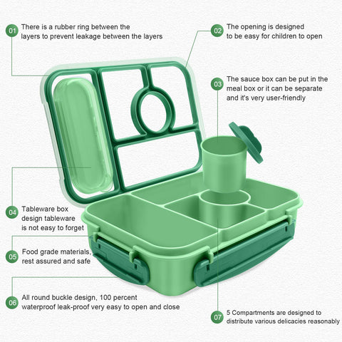 Amathley bento box with sauce containers for dips and dressings