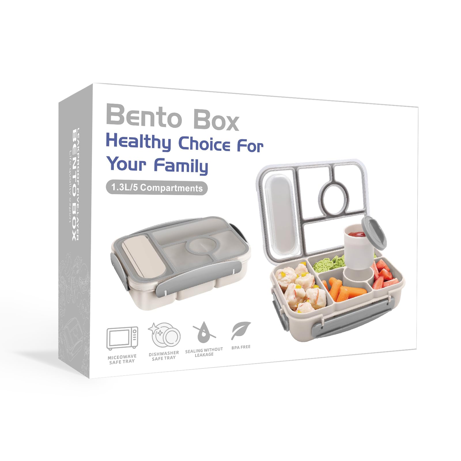 Amathley Bento Box secure-lock clips prevent spills during travel.