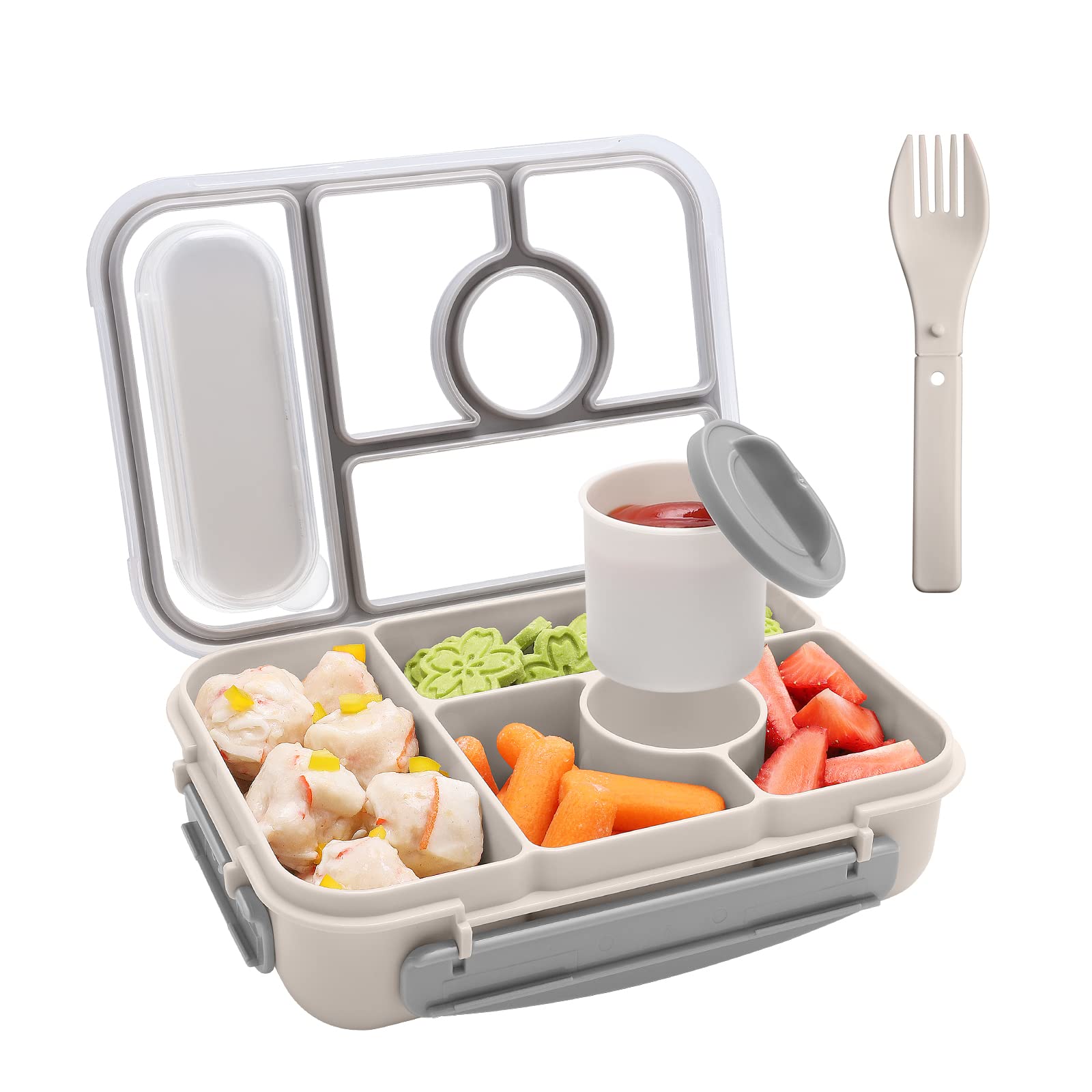 Amathley Bento Box white lid closed keeps meals organized on the go.