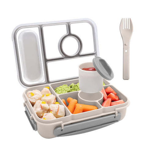Amathley Bento Box white lid closed keeps meals organized on the go.