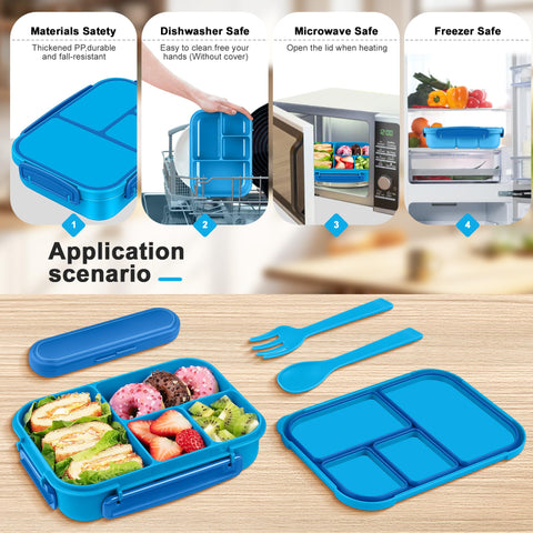 Amathley lunch box blue compact lightweight 1200 ml capacity.