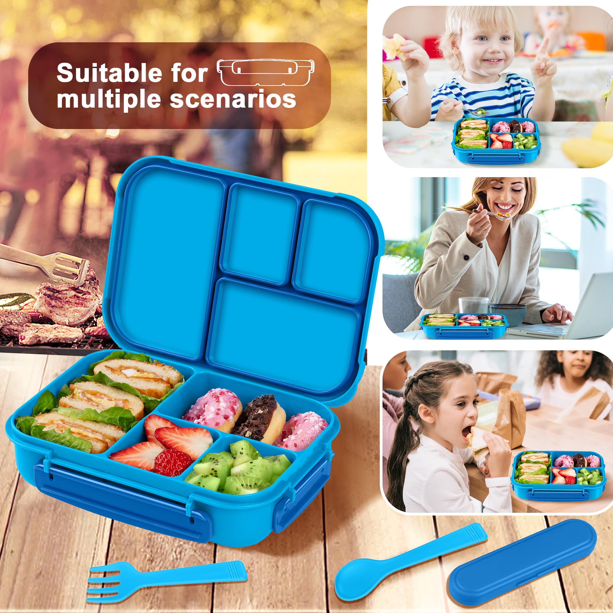 Amathley lunch box blue dishwasher-safe design for easy cleaning.