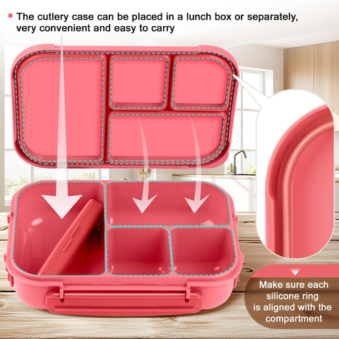 Amathley lunch box built in utensil fork and spoon for convenient dining