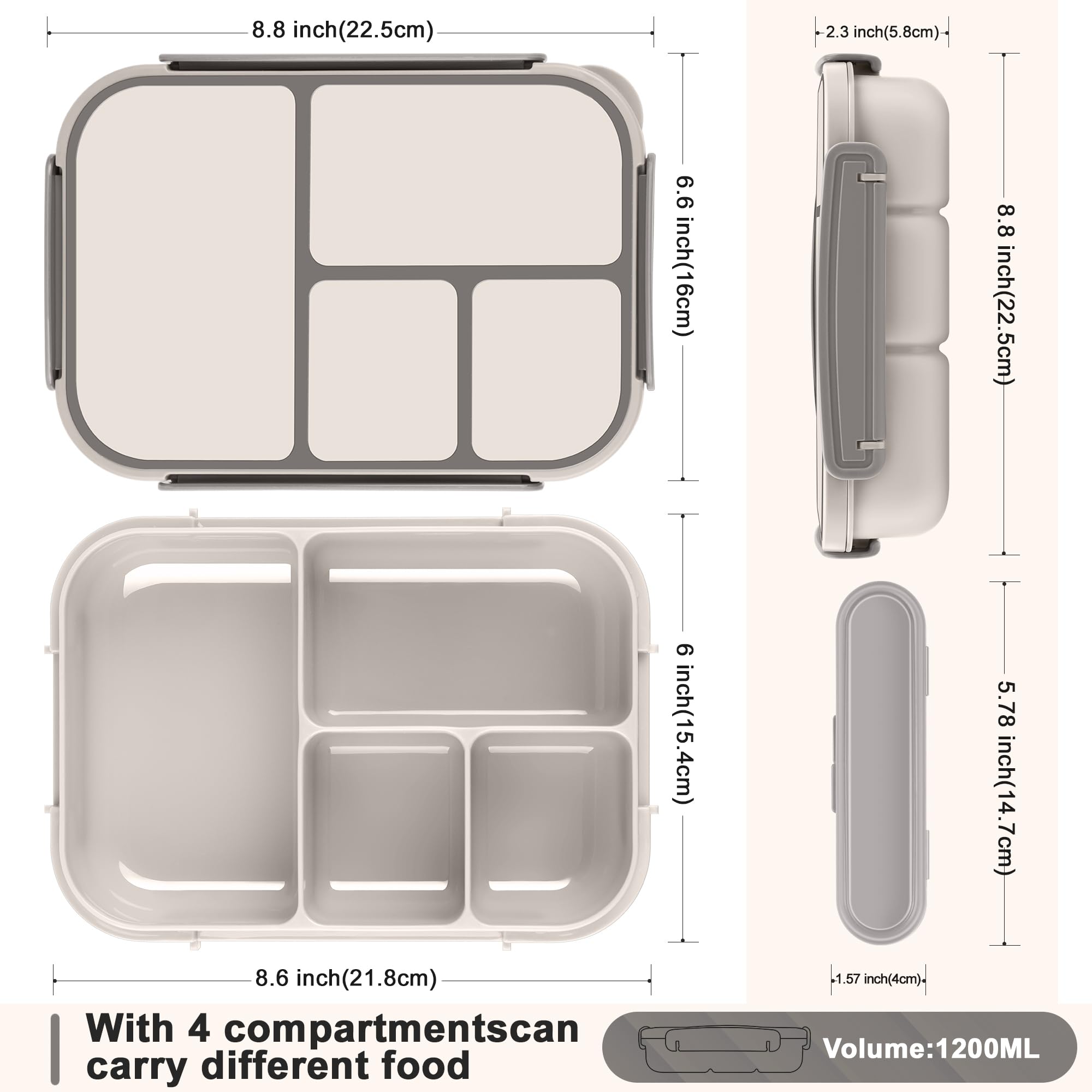 Amathley bento with built-in utensils saves space for quick, on-the-go meals.