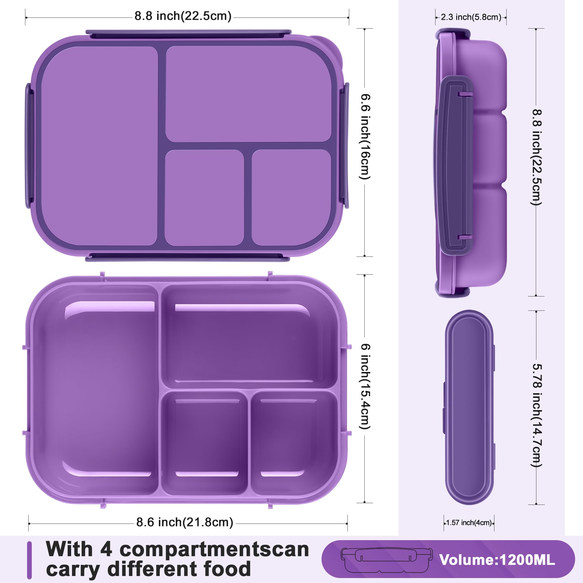 Amathley leakproof seal keeps foods separate and leak-free.