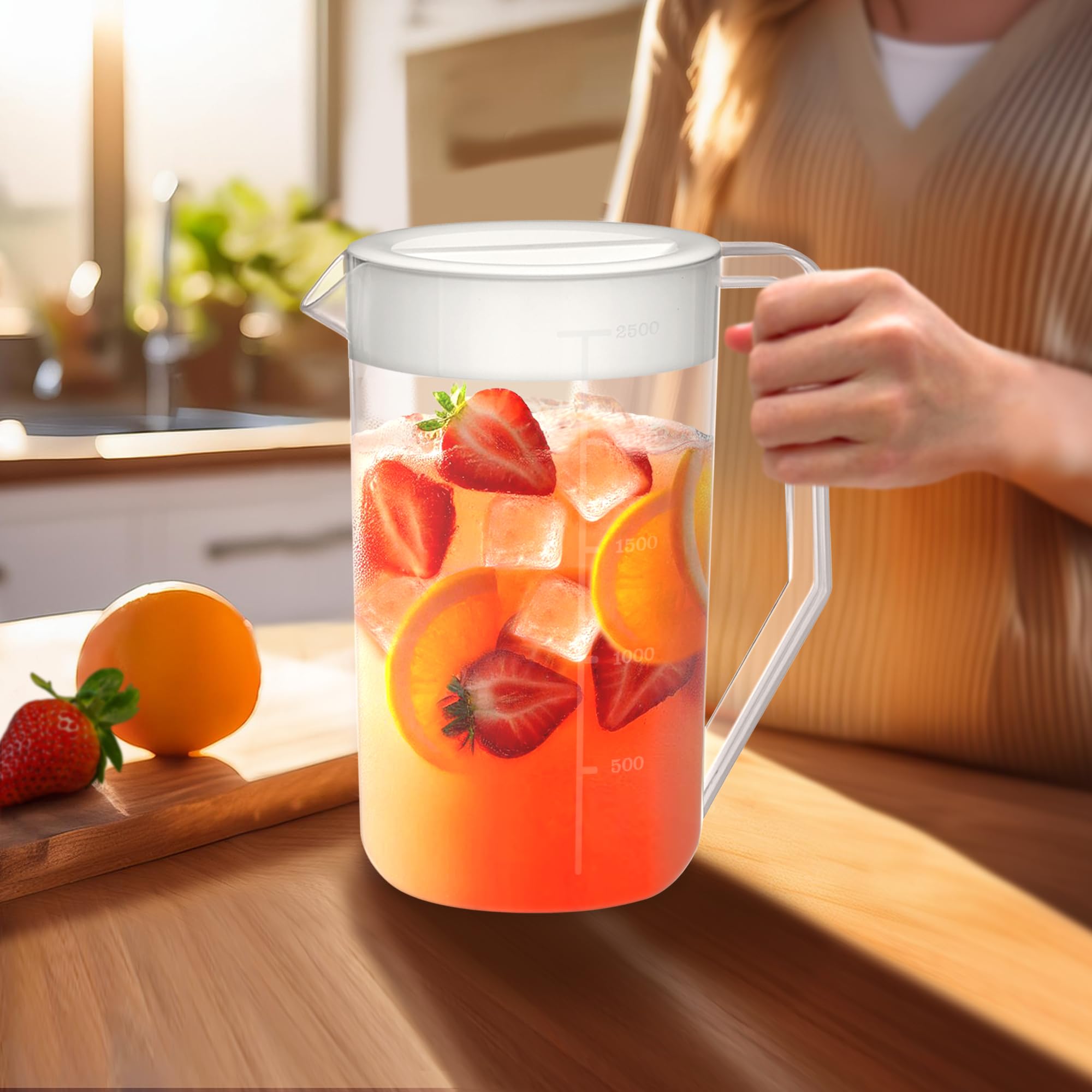 Amazing Abby BPA-free polypropylene pitcher keeps drinks safe while storing and serving