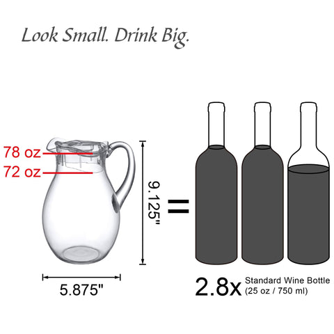 Amazing Abby Bubbly 2-Pack Pitcher shows 72 oz capacity for large servings.