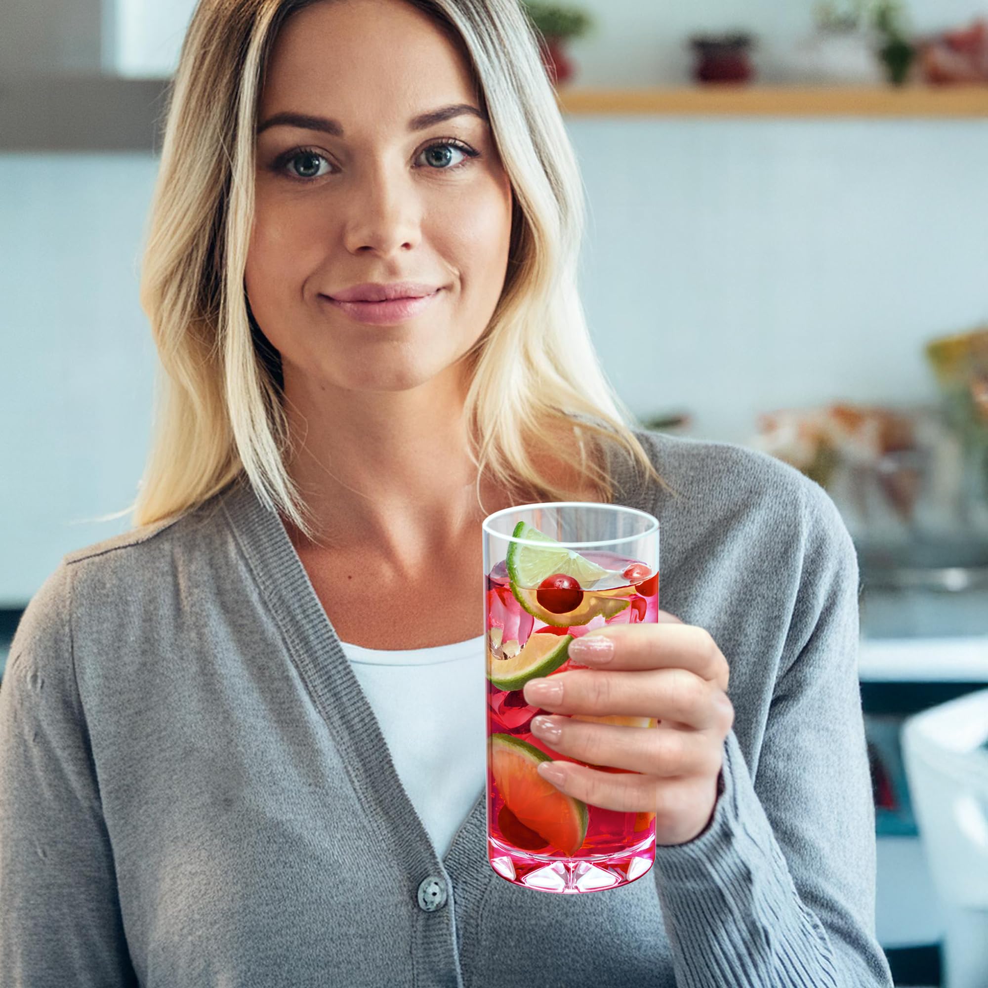 Amazing Abby Liberty clear glass-like appearance; shatter-proof for outdoor gatherings.