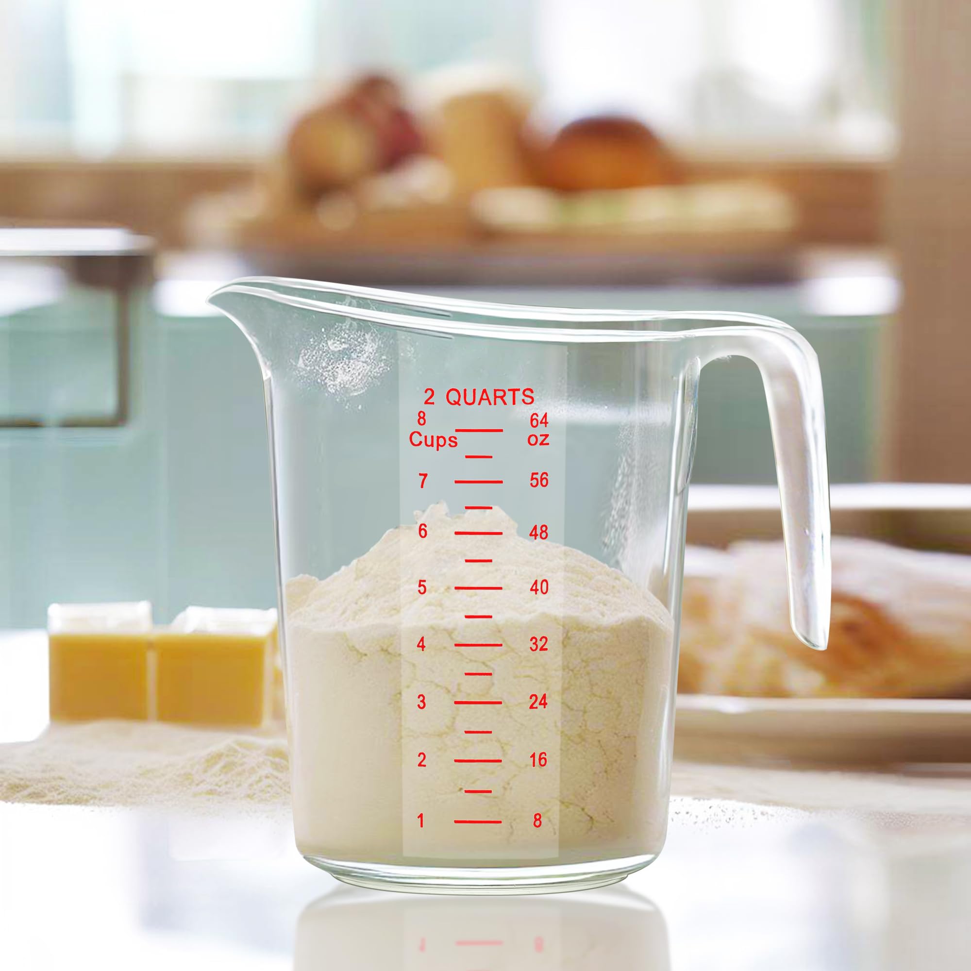 Two-pack stackable Amazing Abby Melissa pitchers save cabinet space.