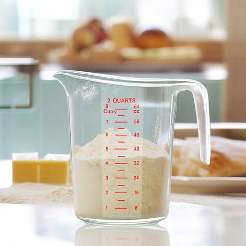 Two-pack stackable Amazing Abby Melissa pitchers save cabinet space.