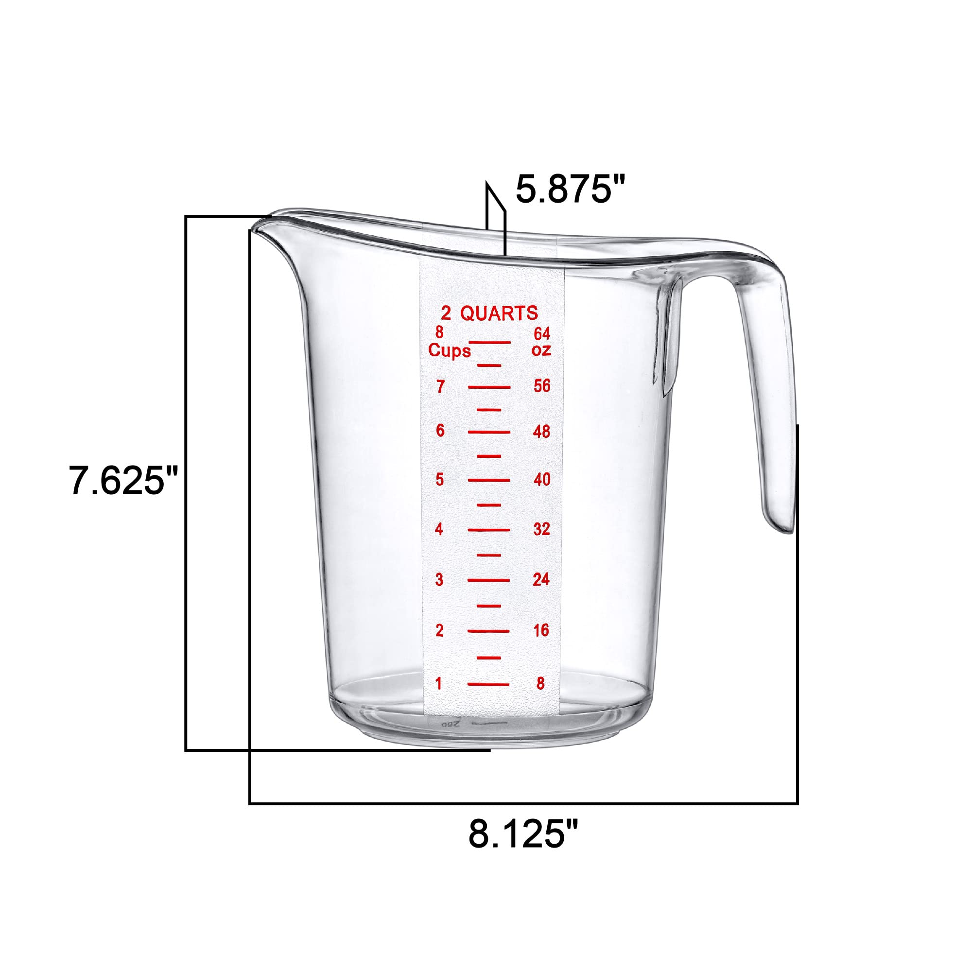Embossed imperial and metric marks on the Amazing Abby Melissa pitcher.