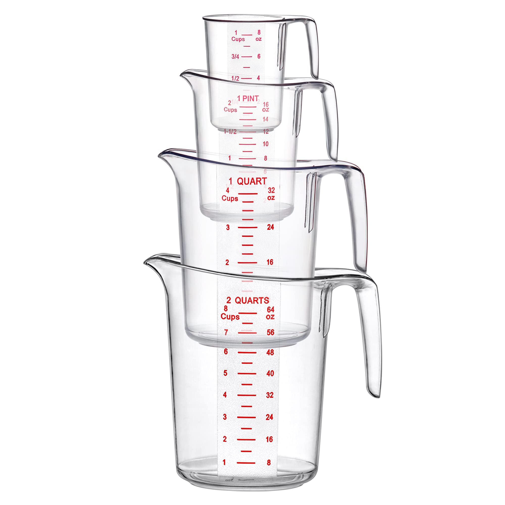 Amazing Abby Melissa four-cup set: stackable, dishwasher-safe jugs ideal for liquids like oil and vinegar