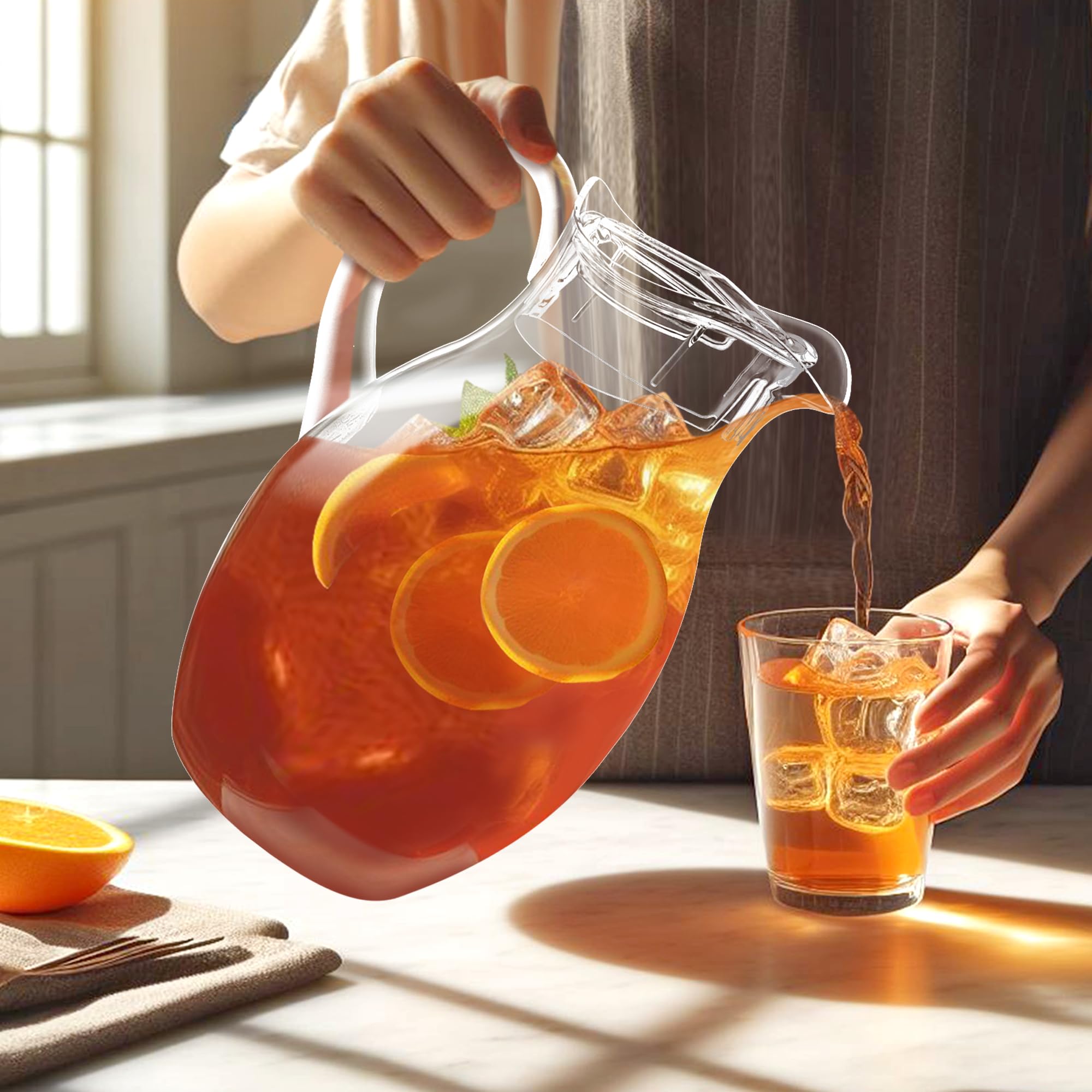 Amazing Abby Bubbly Grand pitcher in fridge, large capacity for family drinks.