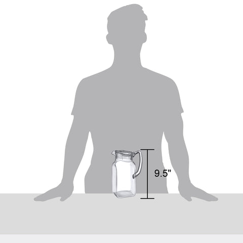 Amazing Abby Quadly plastic pitcher in fridge ready for juice and tea serving