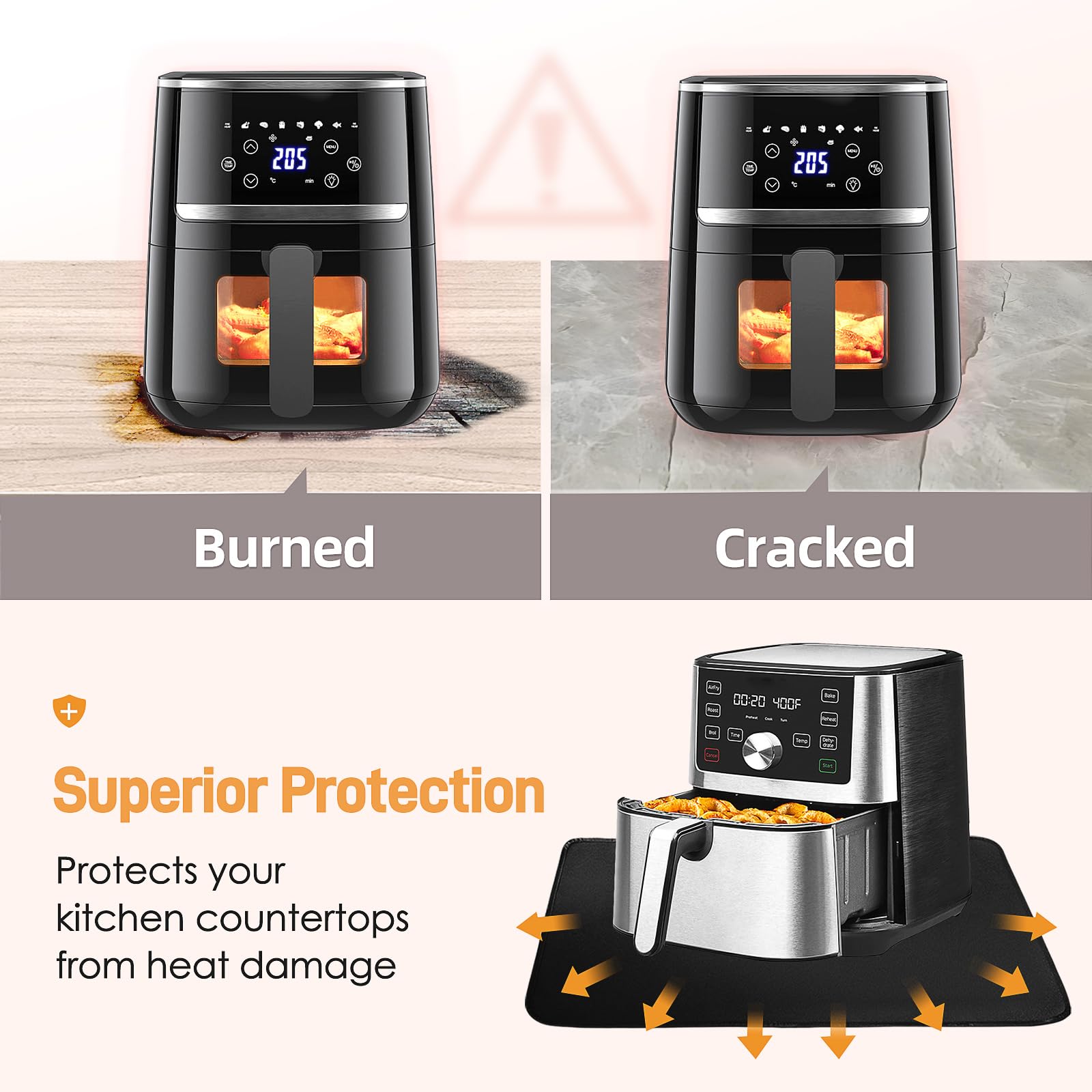 Amerbro heat resistant mat acting as an appliance slider for easy repositioning