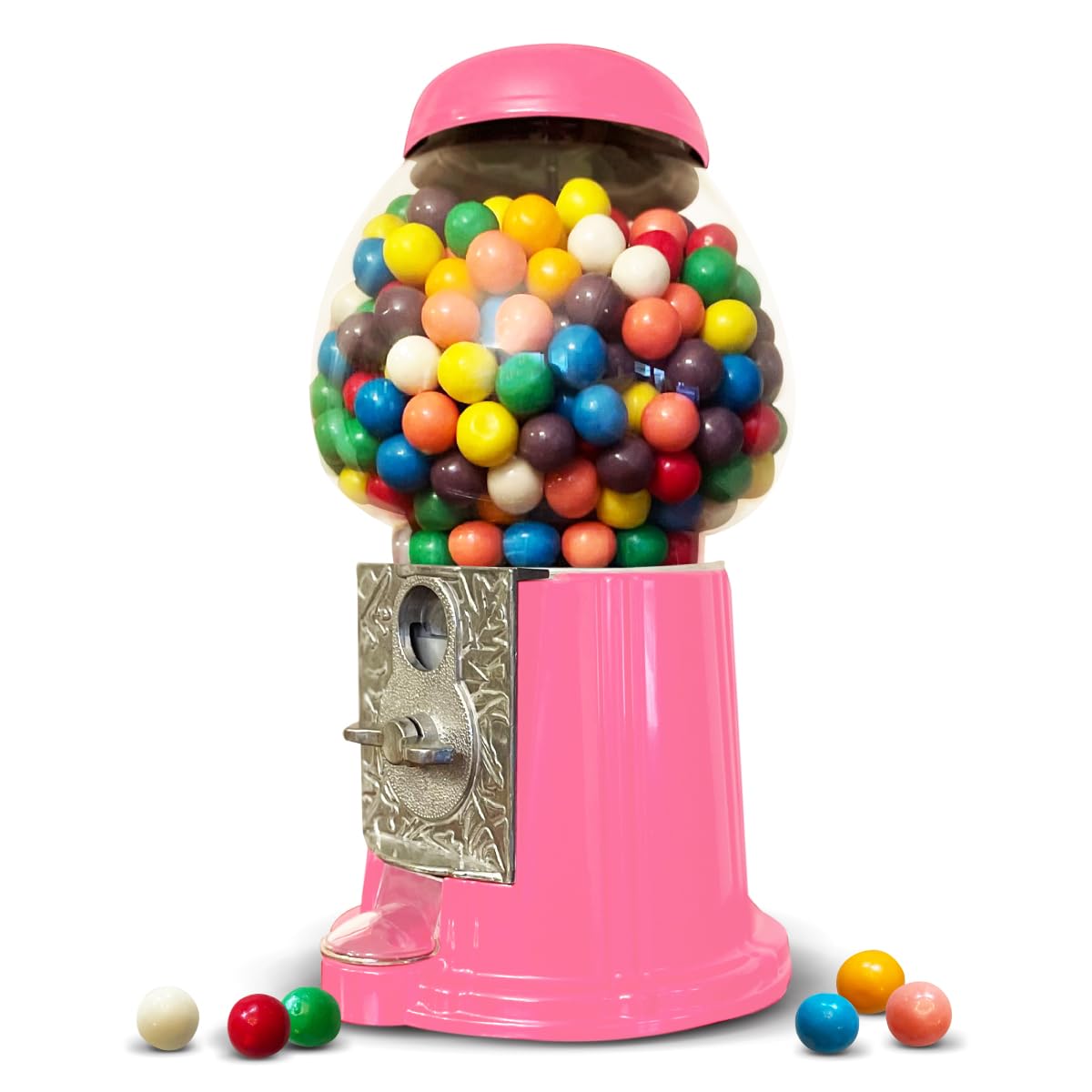 American Gumball Company pink metal gumball machine front view for retro decor