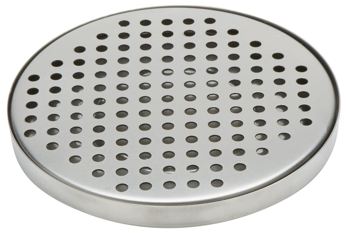 American Metalcraft DT3 round drip tray under a dispenser to catch drips