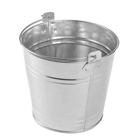 American Metalcraft pail in natural galvanized steel showing 8-inch diameter, perfect for condiments and table decor