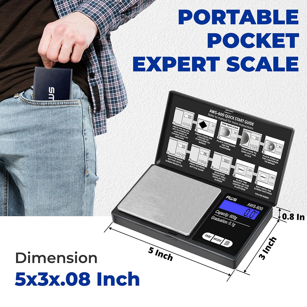 AMERICAN WEIGH SCALES AWS-600 showing 600 g capacity for coins and small items