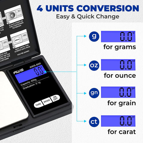 AMERICAN WEIGH SCALES AWS-600 durable pocket-scale for daily home or lab tasks