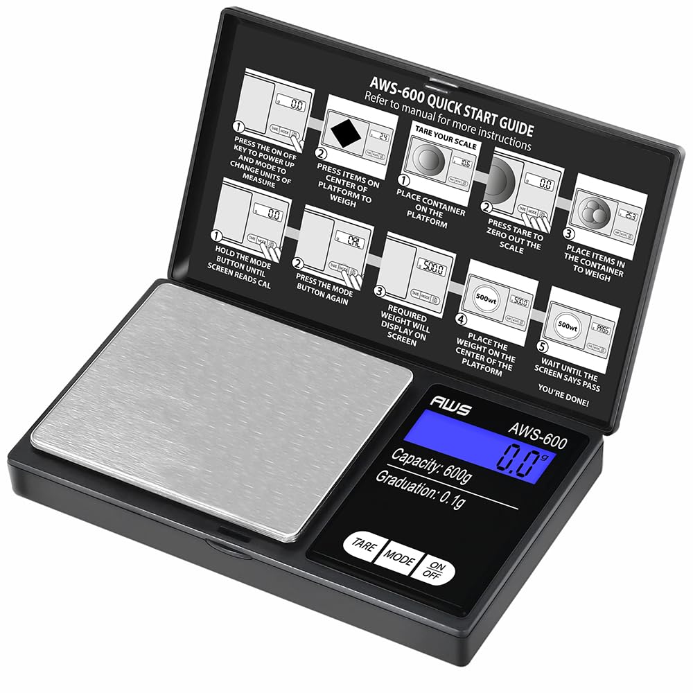 AMERICAN WEIGH SCALES AWS-600 pocket-scale with LCD display for precise measurements