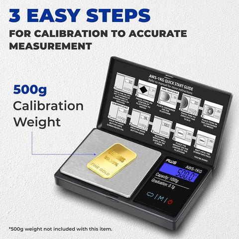 AMERICAN WEIGH SCALES AWS-600G retail packaging shows contents and features.