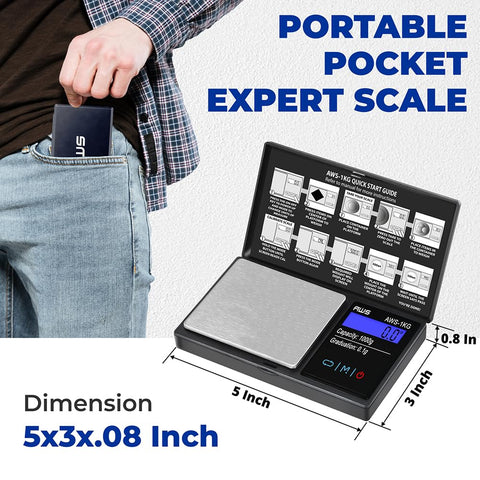AMERICAN WEIGH SCALES AWS-600G unit toggle buttons for grams ounces grains and carats.