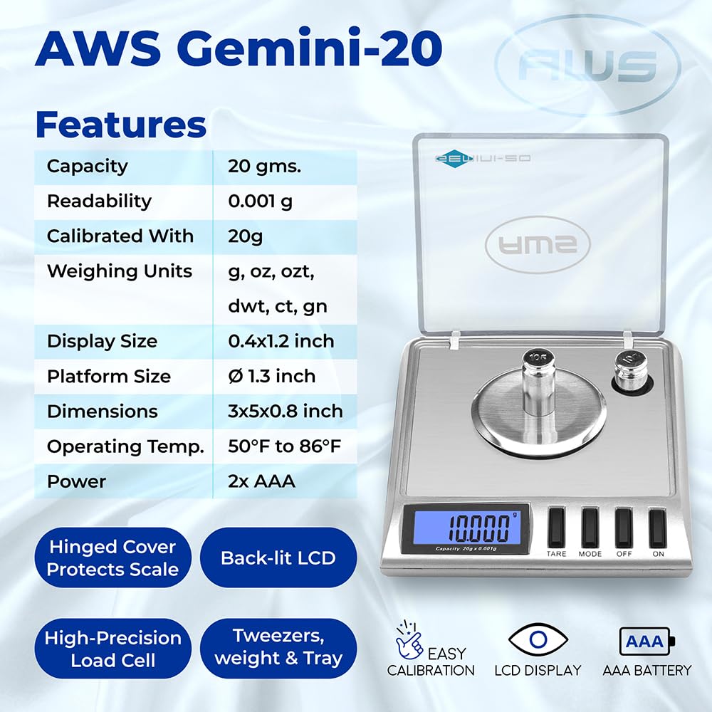 American Weigh Scales Gemini-20 silver finish complements any workspace