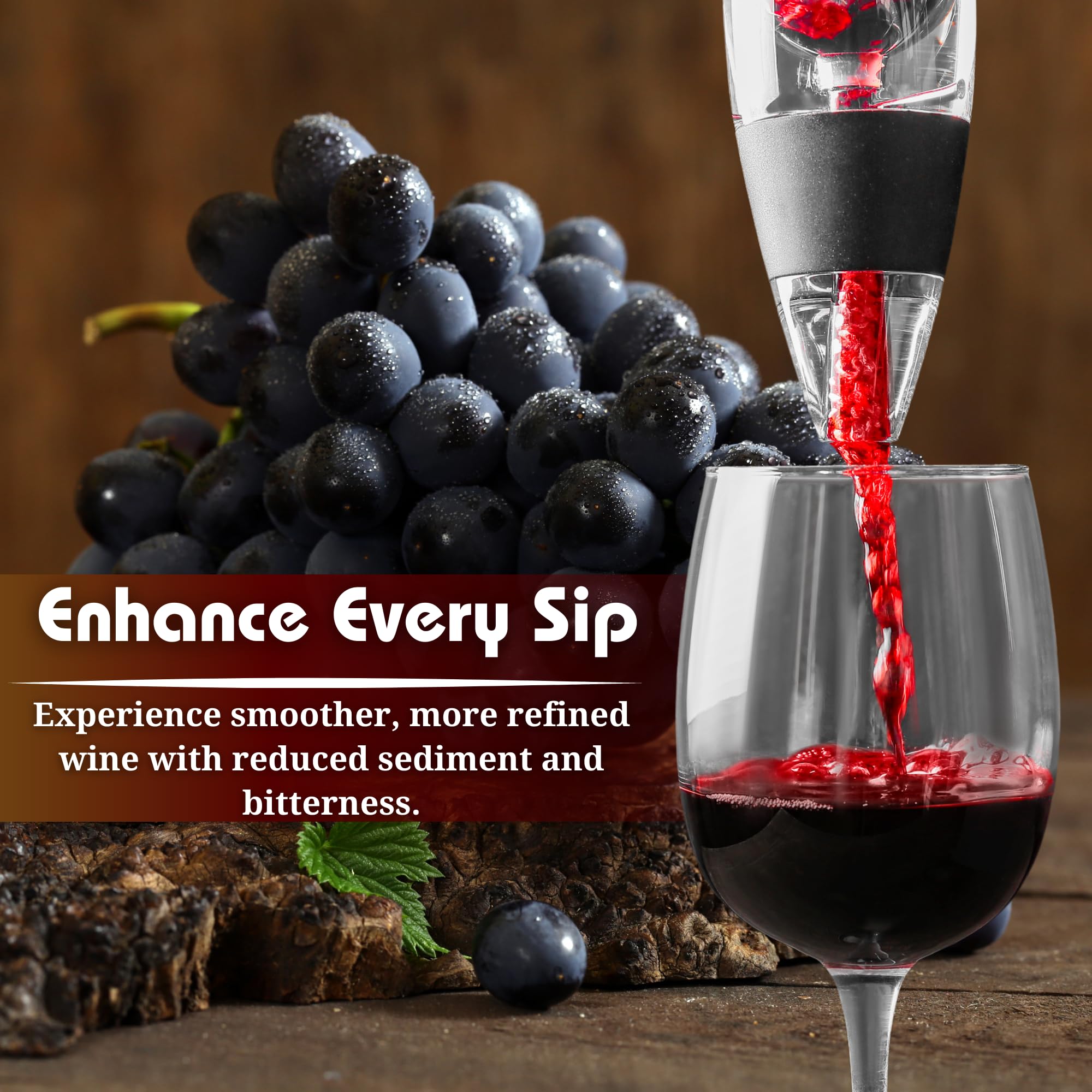Americanista red wine aerator decanter spout delivers smooth, sediment-free pours.