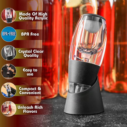 Americanista wine aerator pour into glass captures enhanced aroma in every sip.