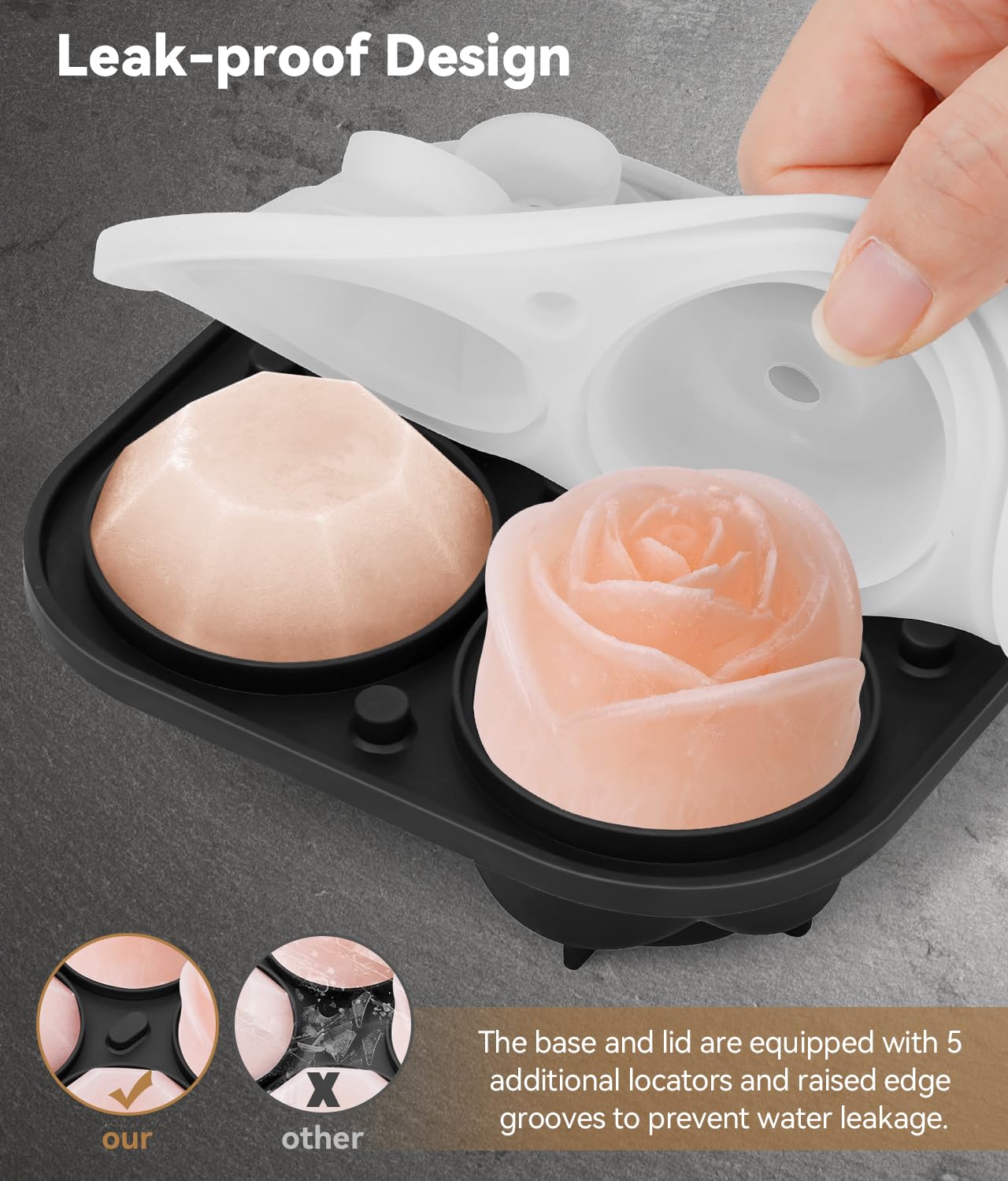 AMFOCUS 2.5 inch ice cubes tray for slower dilution