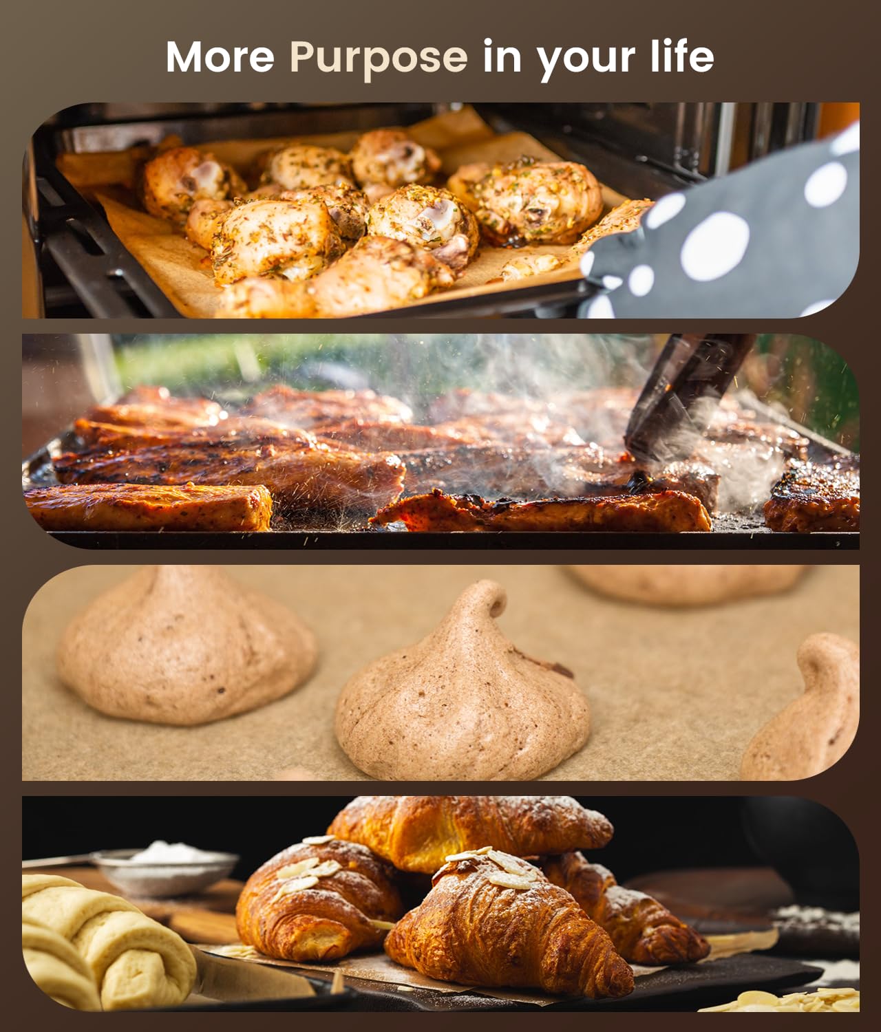 AMFOCUS air fryer and oven liner; versatile for cookies, cakes, and more.